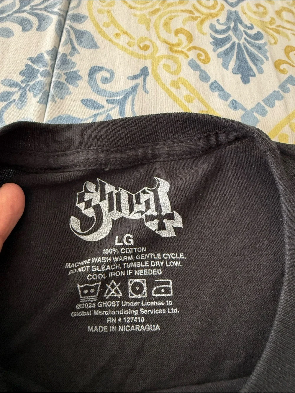 Ghost Graphic Men's Black Tee with Purple Artwork - Picture 3 of 3